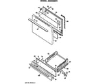 GE JGBS06ER1 door and broiler assembly diagram