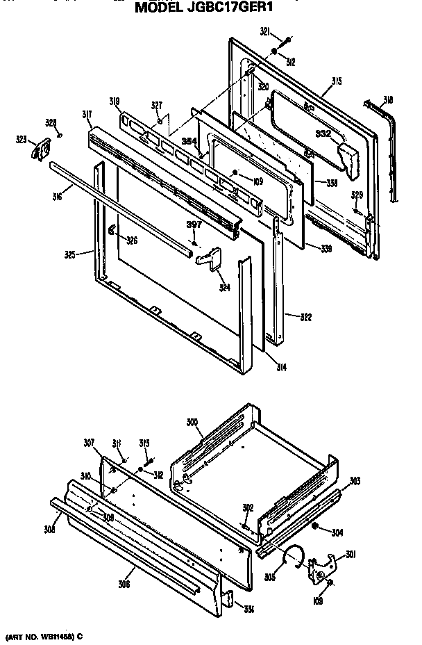 Door and broiler assembly