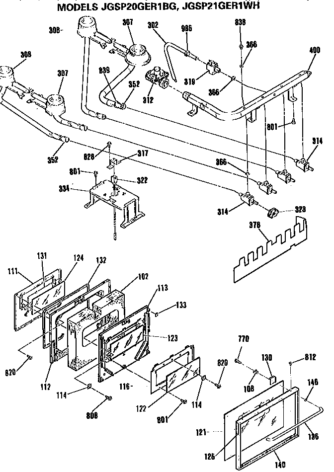 Gas control/oven door