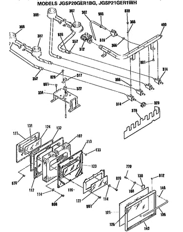 Gas control/oven door