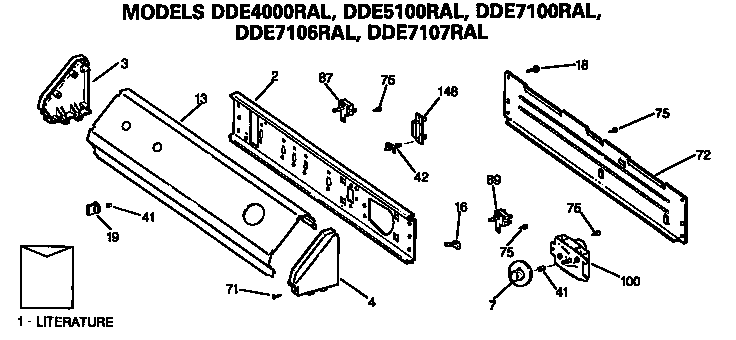 Backsplash for dde4000ral, dde5100ral,dde7100ral ,dde7106ral and dde7107ral