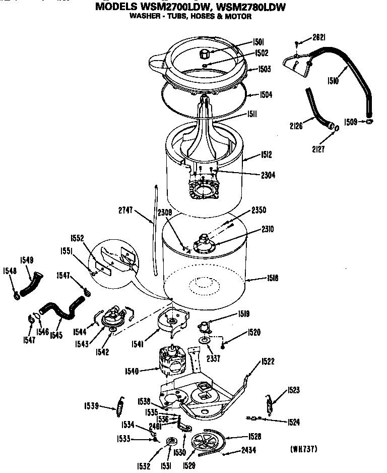 Washer- tubs,hoses and motor