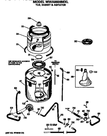 Tub, basket and agitator
