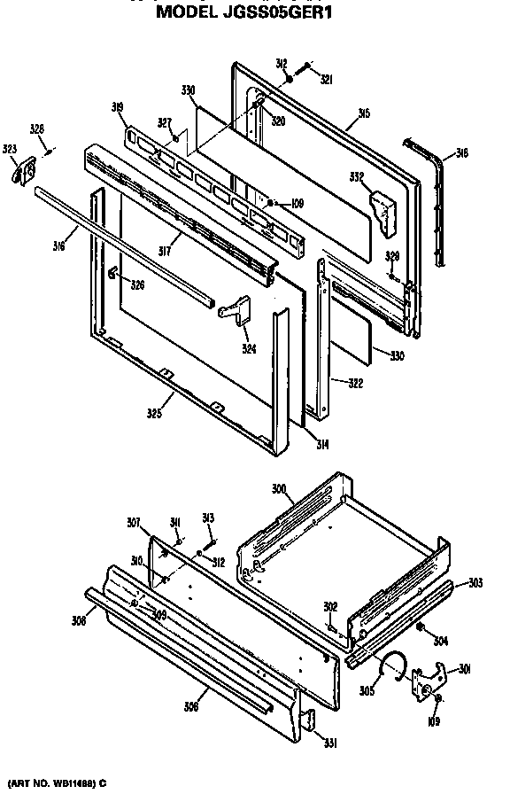 Door and broiler assembly