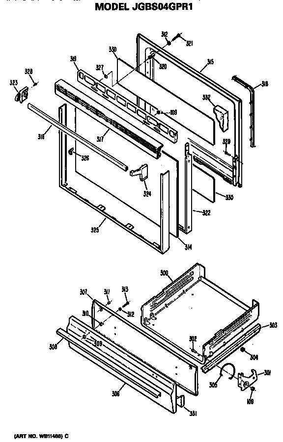 DOOR AND BROILER ASSEMBLY