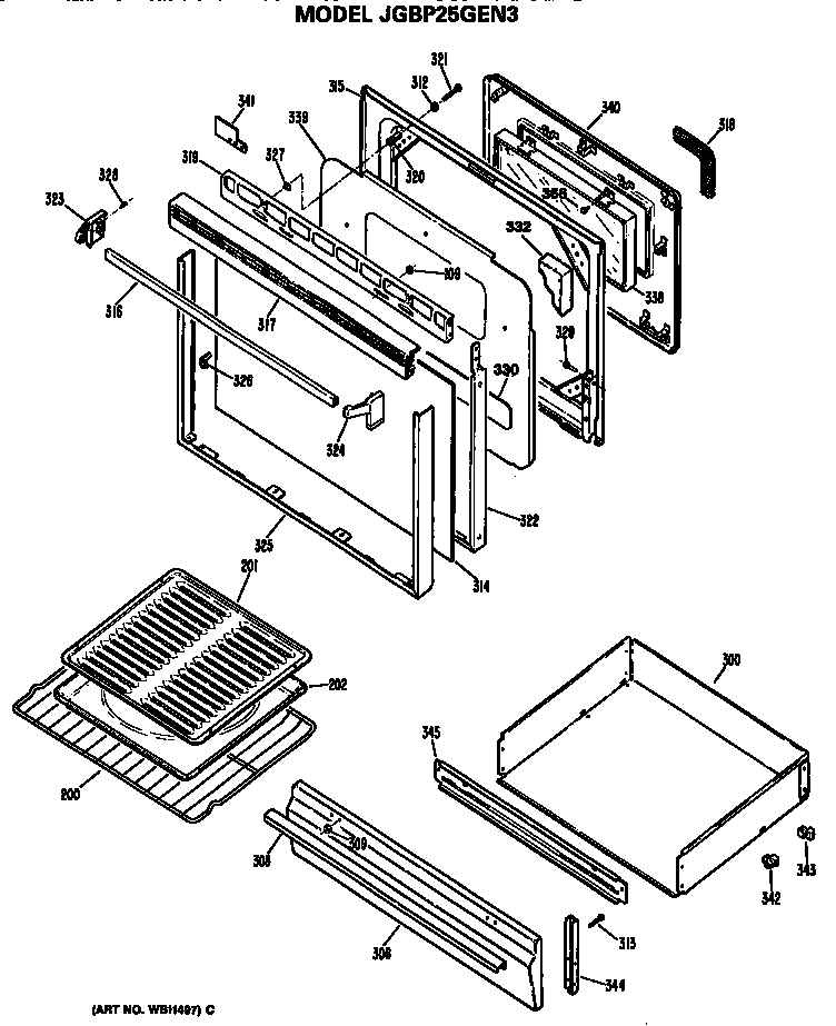 DOOR AND BROILER ASSEMBLY