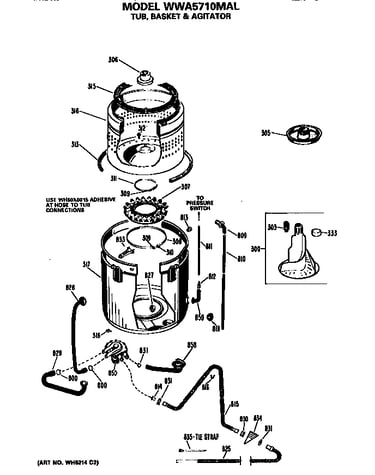 Tub, basket and agitator