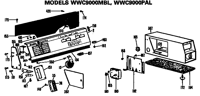 Backsplash and coin box for wwc9000mbl and wwc9000pal