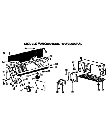 Backsplash and coin box for wwc9000mbl and wwc9000pal