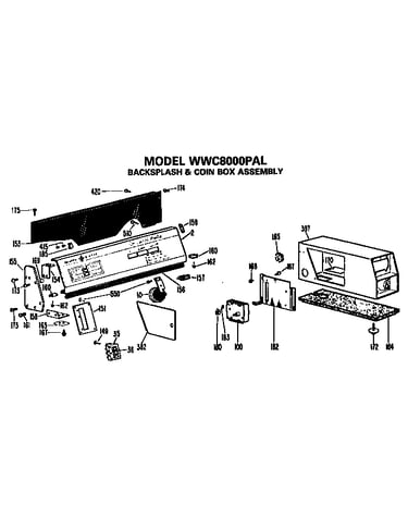 Backsplash and coin box for wwc8000pal