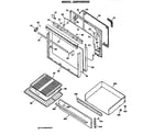 GE JGBP29GEN2 door and broiler assembly diagram