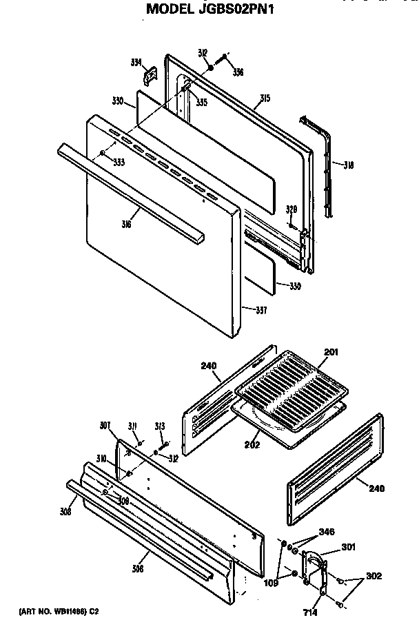 Door and broiler assembly