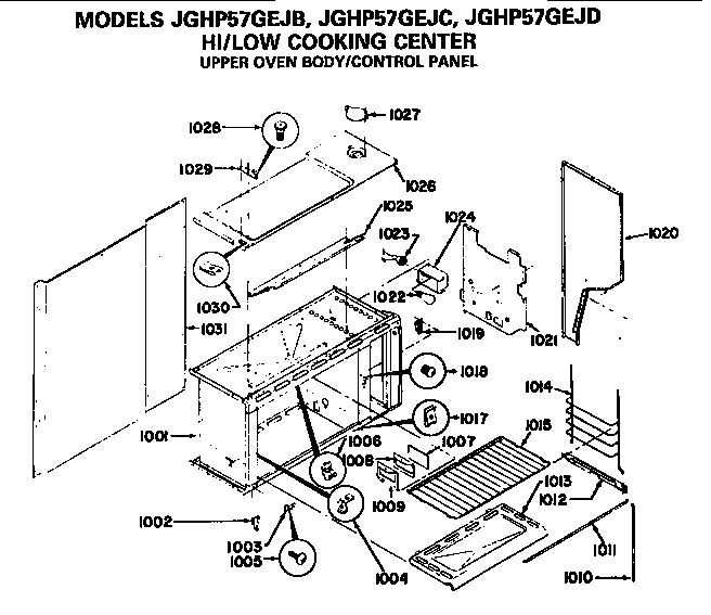 Upper oven body/control panel