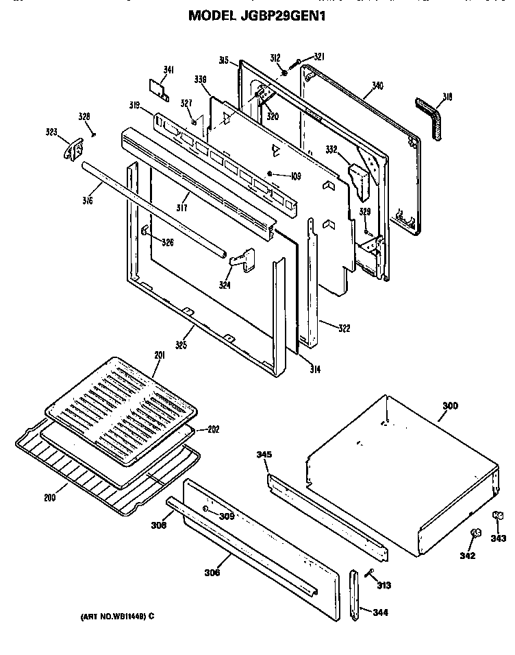 DOOR AND BROILER ASSEMBLY