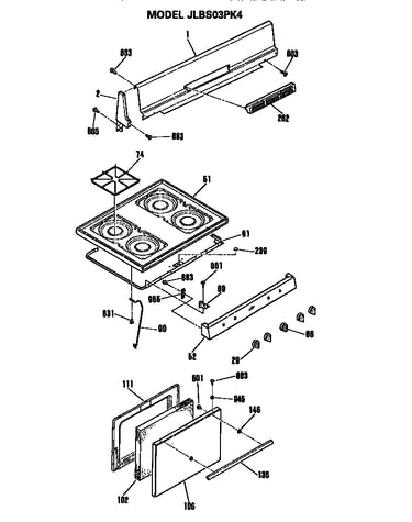 Backsplash/cooktop/door assembly