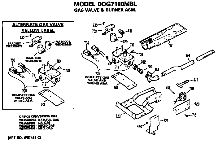 GAS VALVE AND BURNER ASSEMBLY