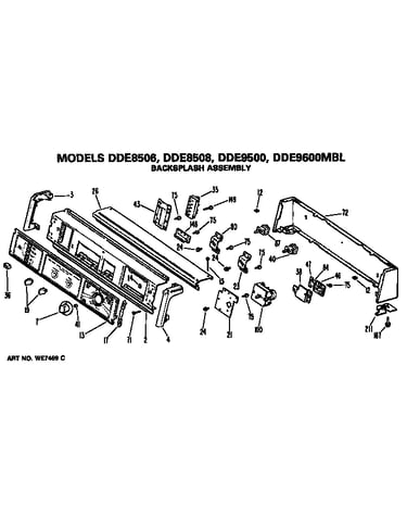 Backsplash for dde8506, 8508, 9500 and 9600mbl