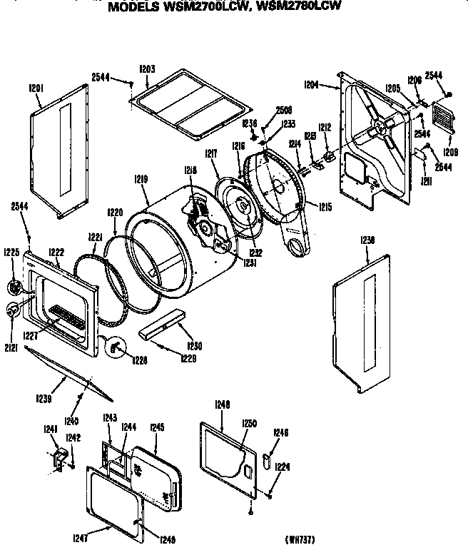 Dryer- drum and cabinet panels