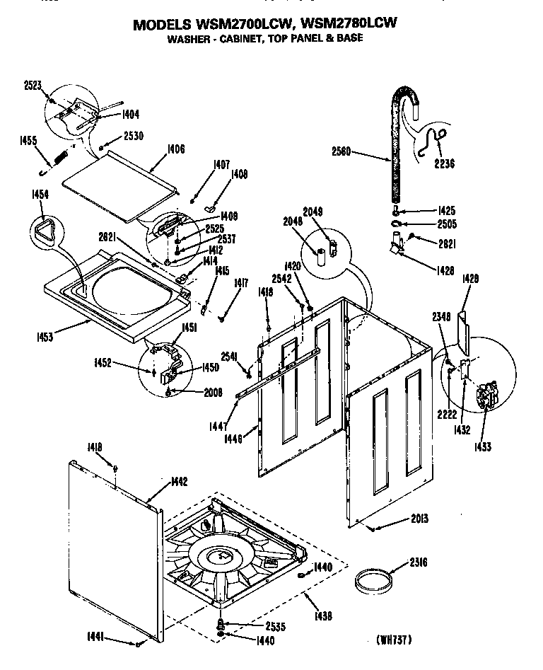 WASHER-CABINET/ TOP PANEL AND BASE