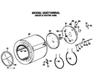 GE DDE7100MAL drum and heater assembly diagram