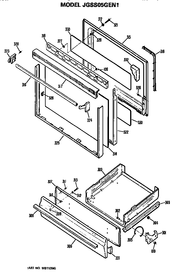 DOOR AND BROILER ASSEMBLY