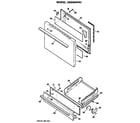 GE JGBS04PN1 door and broiler assembly diagram