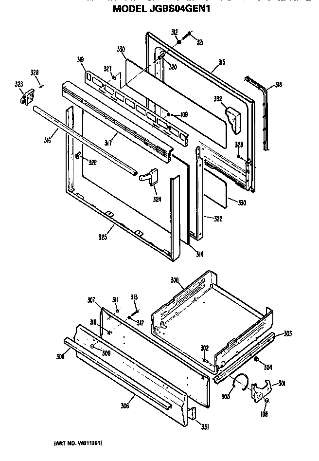 DOOR AND BROILER ASSEMBLY