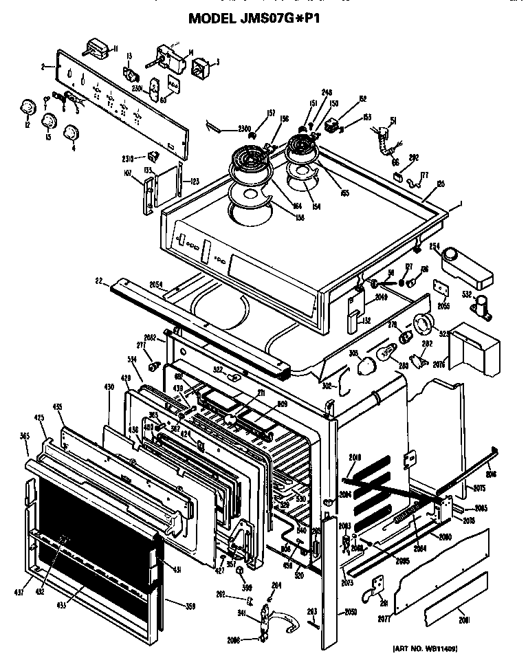 Cooktop/main body/controls
