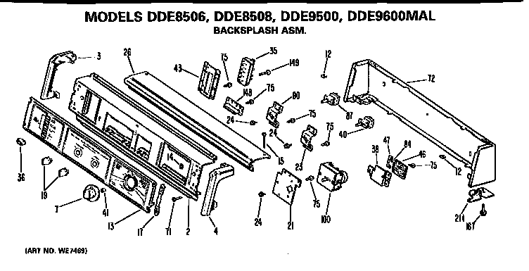 BACKSPLASH FOR DDE8506, 8505, 9500 AND 9600