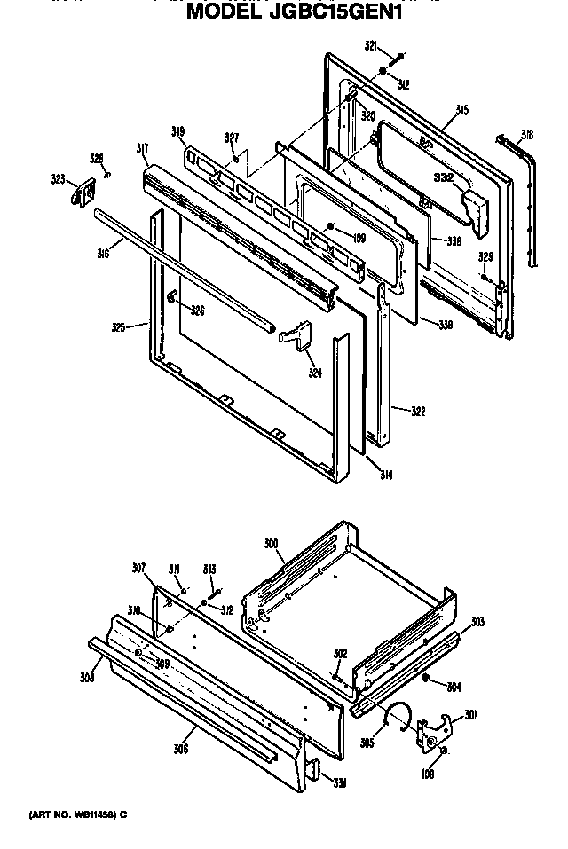 Door and broiler assembly