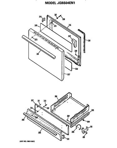 Oven door and broiler