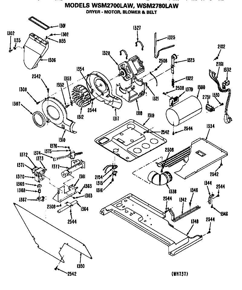 Dryer- motor, blower and belt