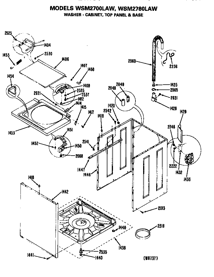 Washer- cabinet, top panel and base