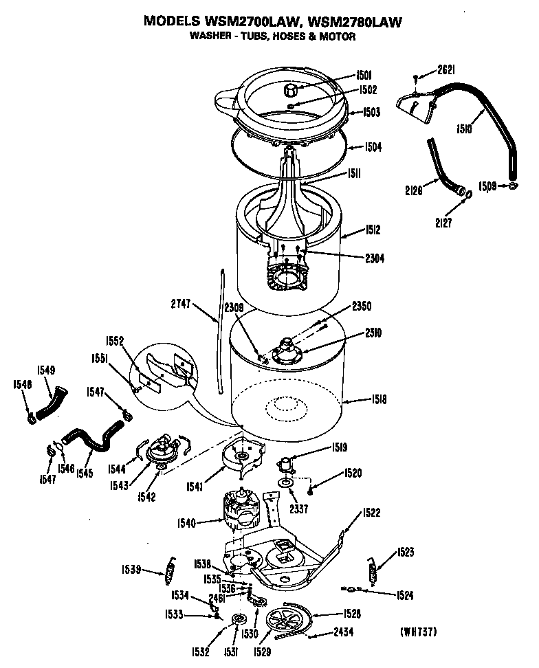 WASHER- TUBS, MOTOR, AND WATER SYSTEM