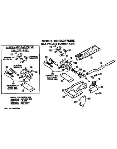 Gas valve and burner assembly