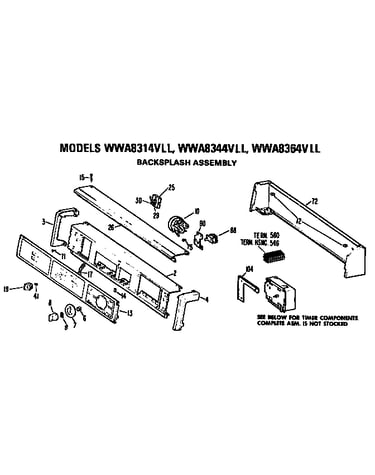 Backsplash for wwa8314, 8344, and 8364vll