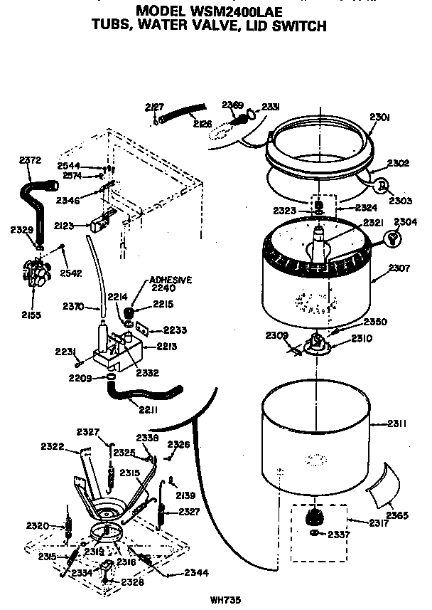 Tubs, water valve and lid switch