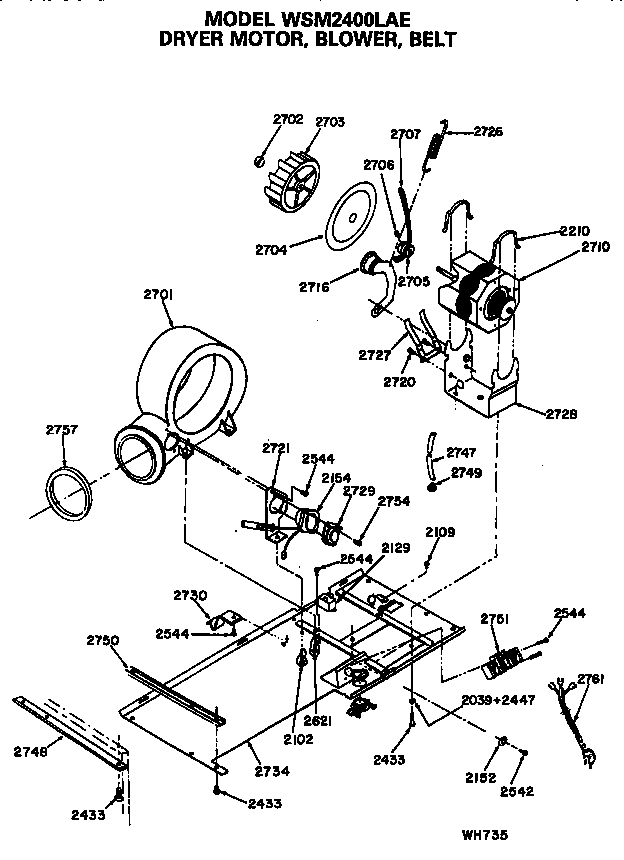 Dryer motor, blower and belt