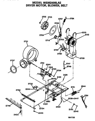 Dryer motor, blower and belt