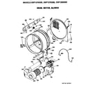 GE DDP1270GBE drum, motor and blower diagram
