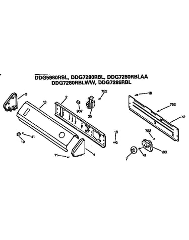 Backsplash for ddg5980, 7280, and 7286