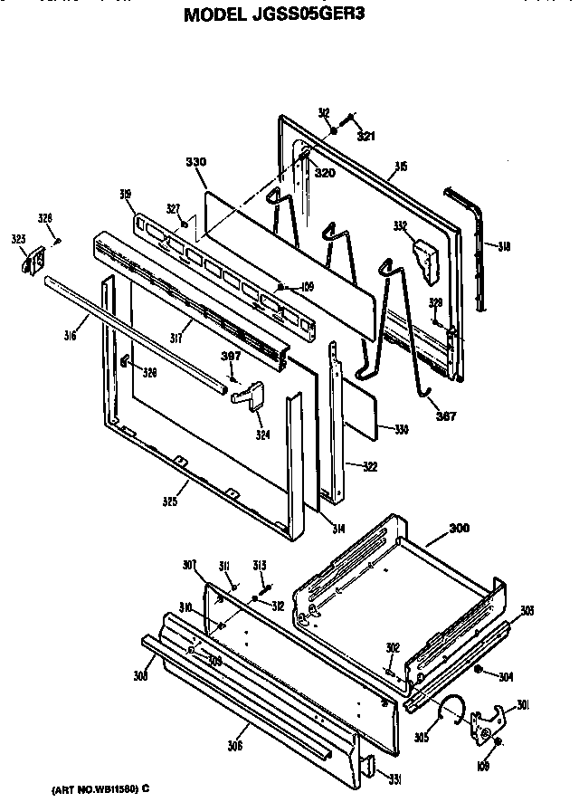 Oven door and broiler