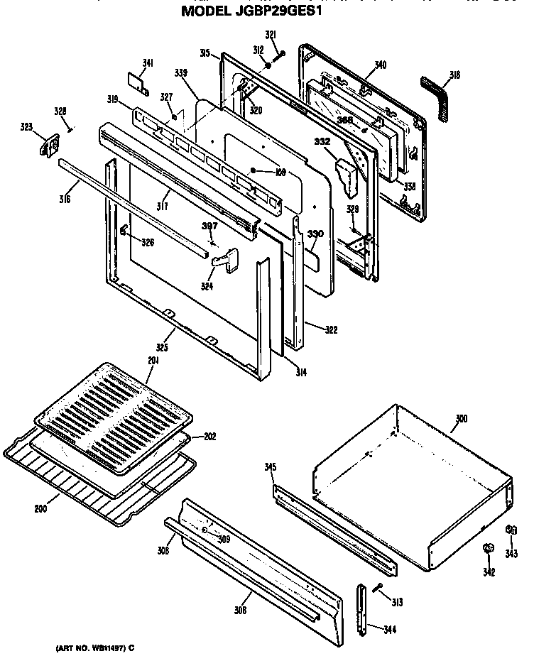 Oven door and broiler