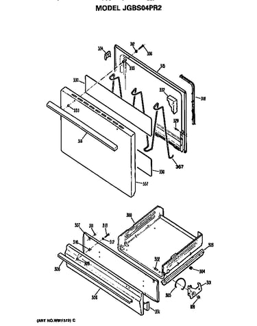 Oven door and broiler