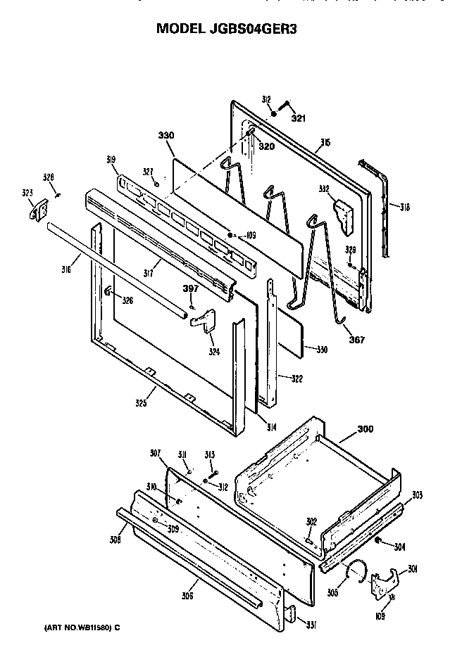 Oven door and broiler