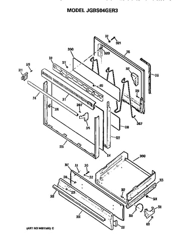 Oven door and broiler