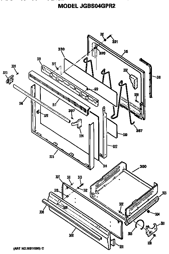 Oven door and broiler