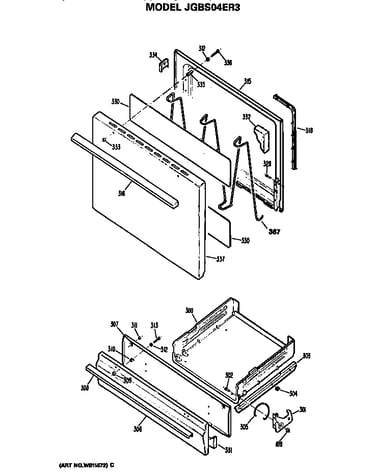 Oven door and broiler