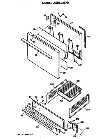 Oven door and broiler