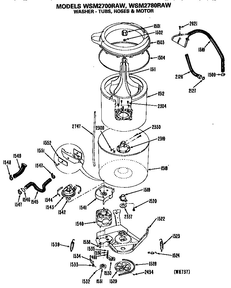 Washer- tubs, hoses and motor